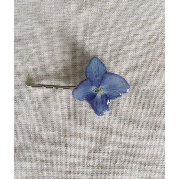 Barrette hortensia bleu